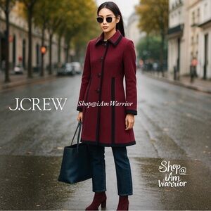 J.Crew double-cloth tipped coat burgundy and navy coat *shop@iamwarrior